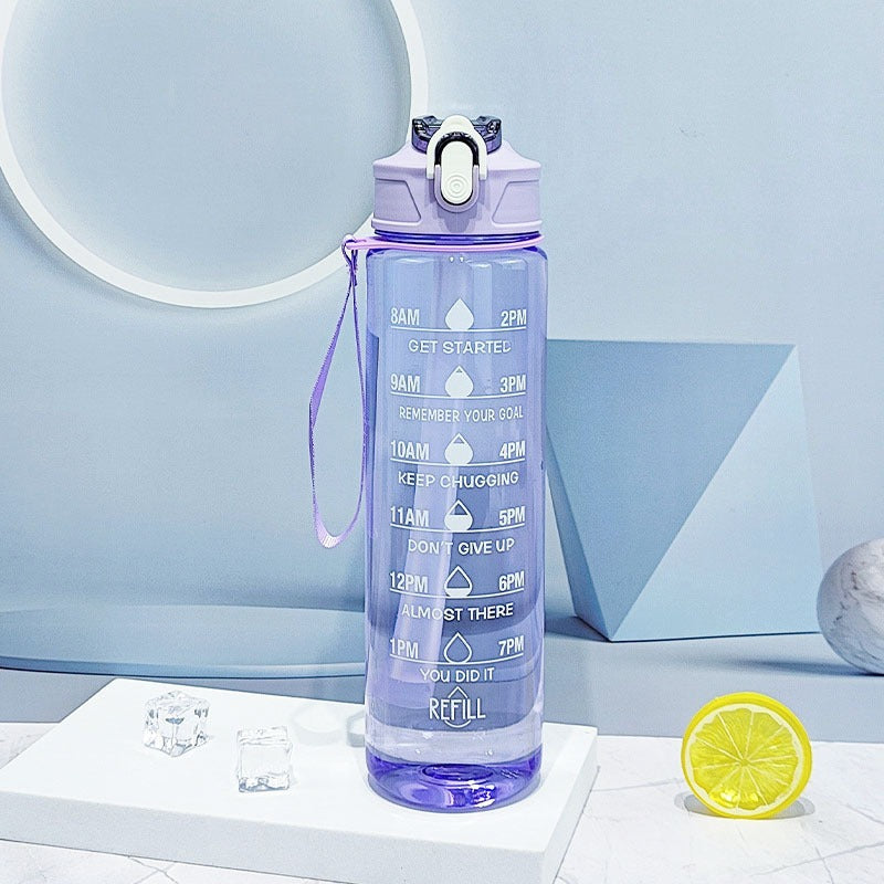 Sports Water Bottle with Straw and Handle