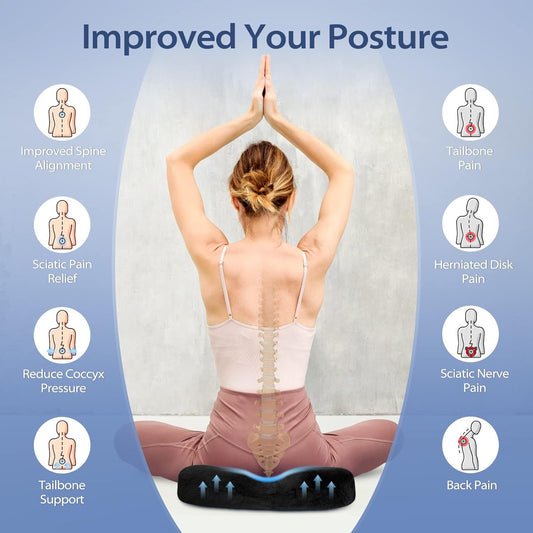 Donut-Shaped Memory Foam Seat Cushion for Tailbone Pain Relief