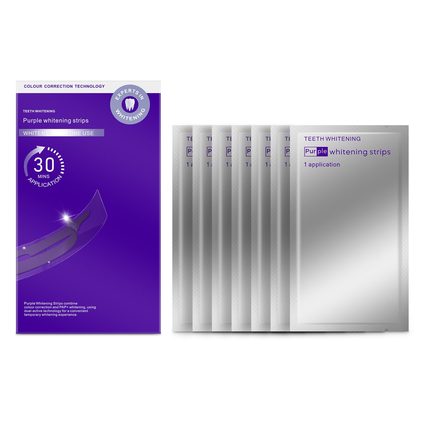 V34 Purple Teeth Whitening Strips, Brightening and Removing Yellow Stains