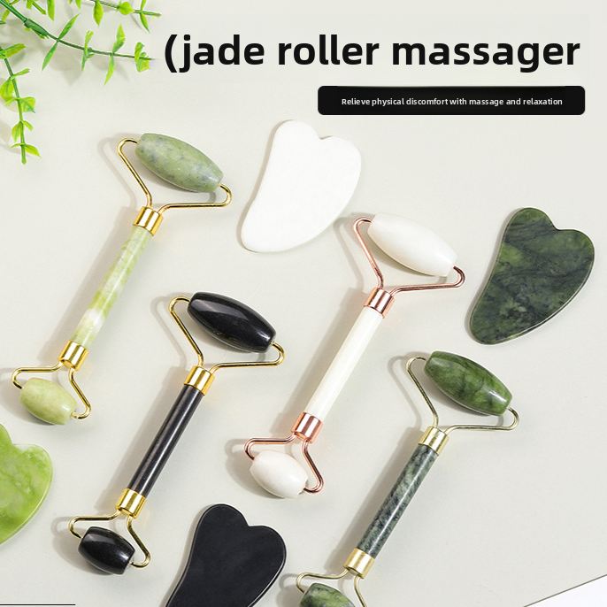 Natural Jade Facial Roller Massage Set