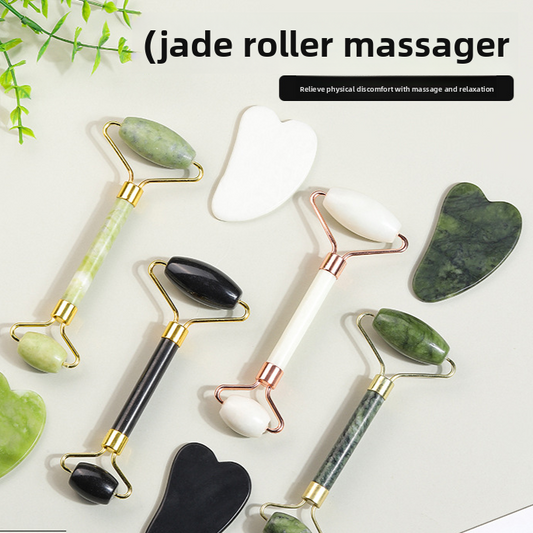 Natural Jade Facial Roller Massage Set