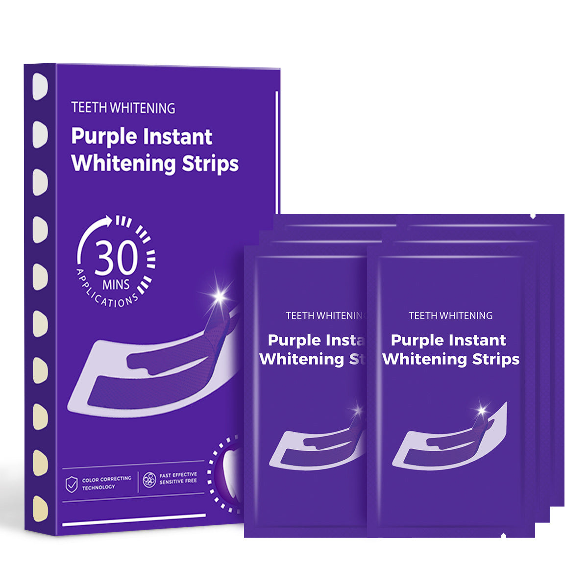 V34 Purple Teeth Whitening Strips, Brightening and Removing Yellow Stains
