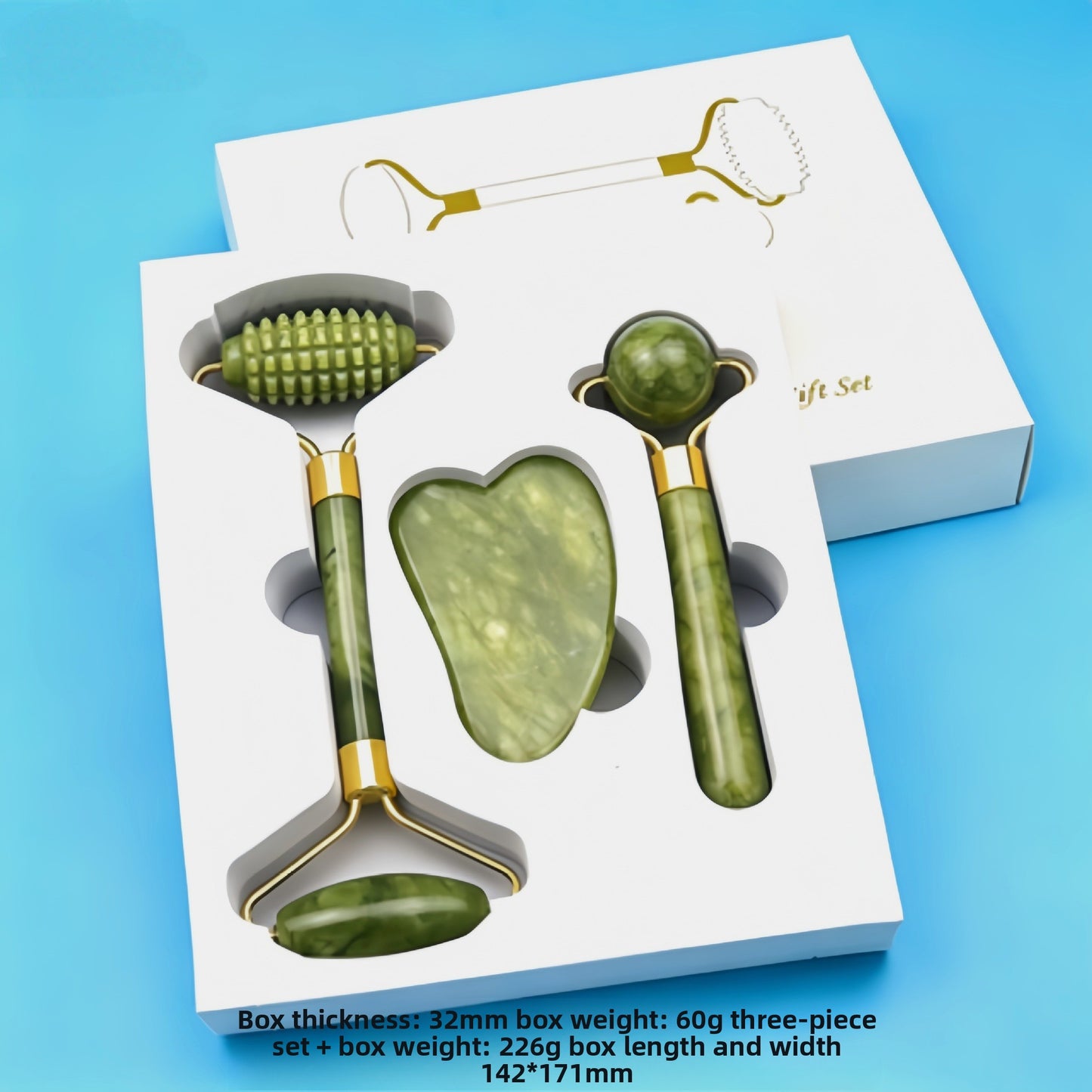 Natural Jade Facial Roller Massage Set