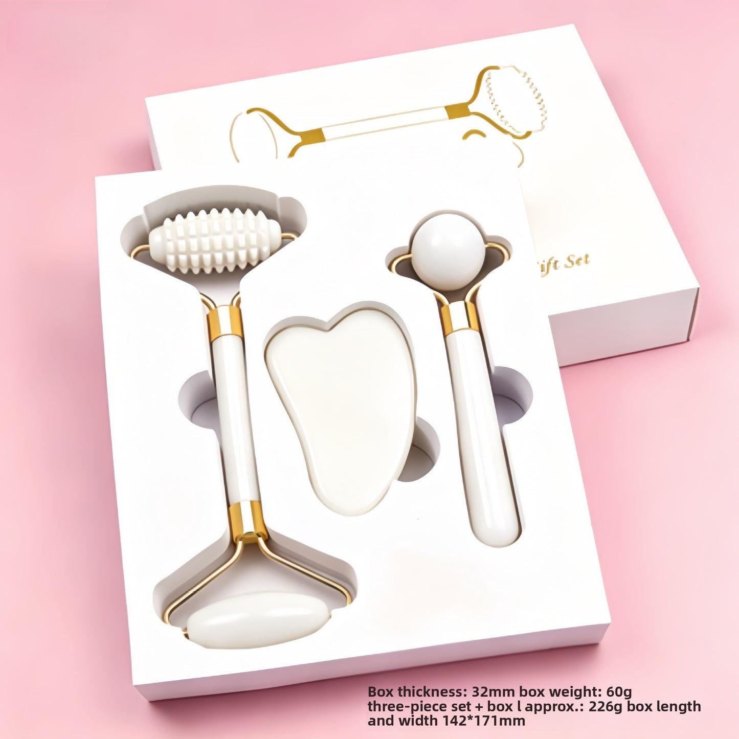 Natural Jade Facial Roller Massage Set