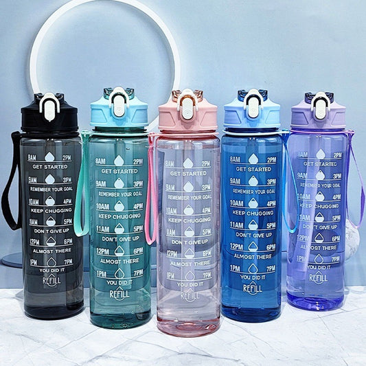 Sports Water Bottle with Straw and Handle