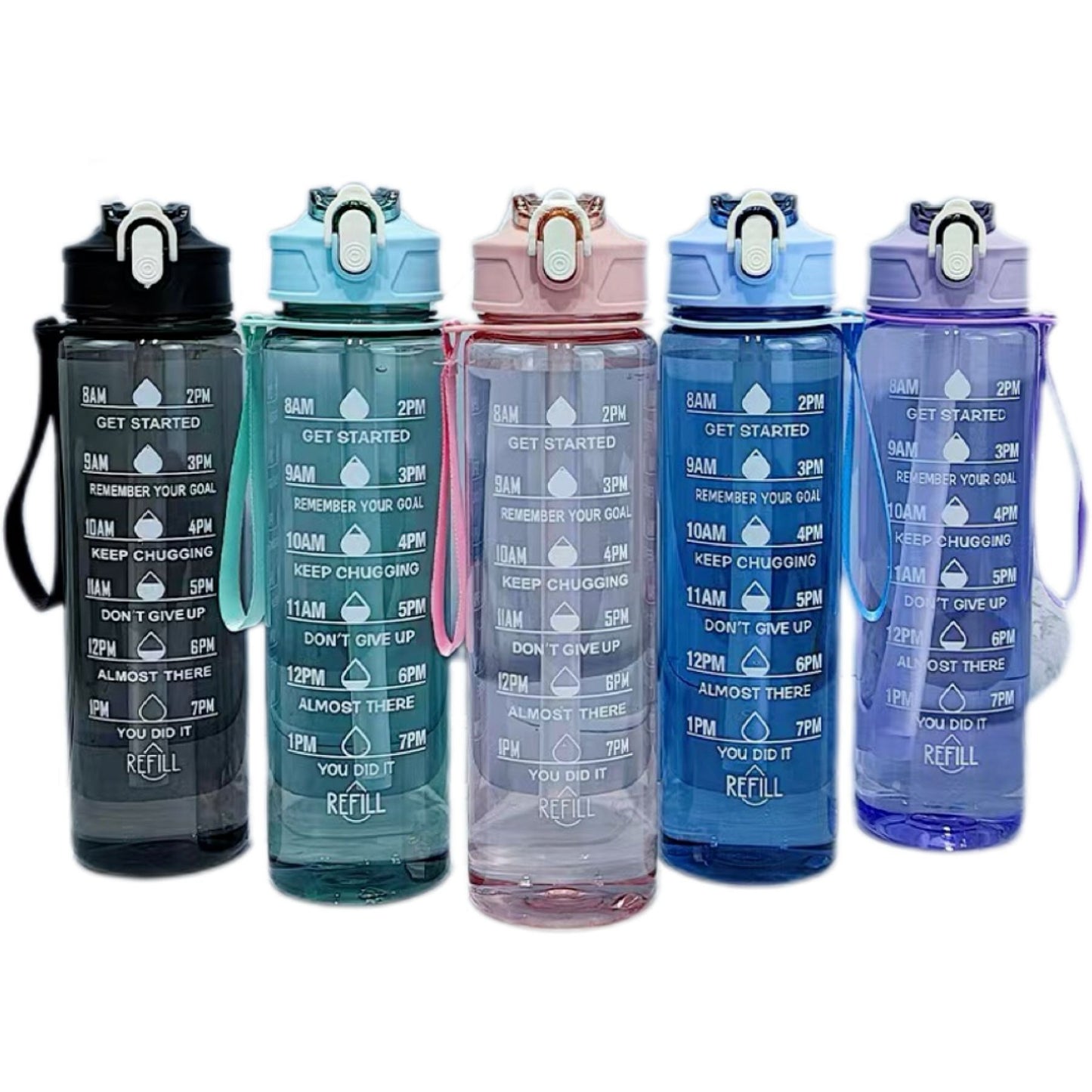 Sports Water Bottle with Straw and Handle