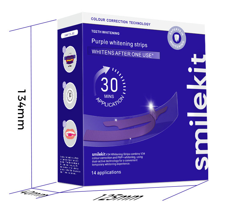V34 Purple Teeth Whitening Strips, Brightening and Removing Yellow Stains