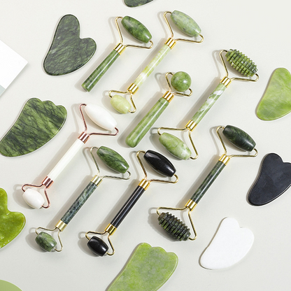 Natural Jade Facial Roller Massage Set